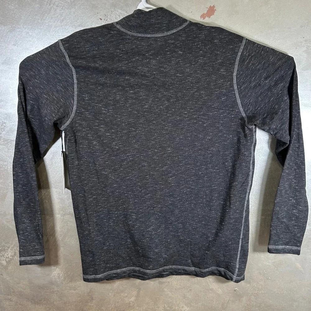 Paper Denim & Cloth Mens Quarter Zip Pullover Charcoal Gray Space Dye Small New
